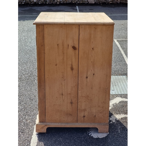 1010A - An interesting pine multi-drawer cabinet, the glazed panel door enclosing forty eight small drawers,... 