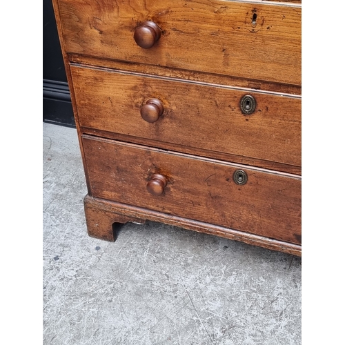 1036 - A George III elm and pine chest of drawers, 95.5cm wide.