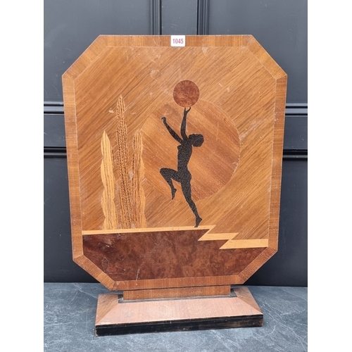 1045 - An Art Deco marquetry firescreen, 69cm high x 51cm wide.