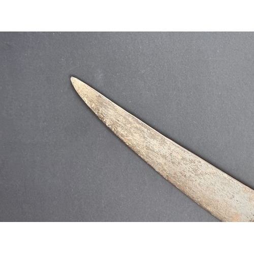 39 - A 19th century French sabre, with 69cm curved single edged blade, brass hilt with 'D' shaped guard n... 