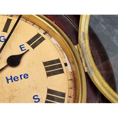41 - A small early 20th century Continental wall clock, the 8in dial inscribed 'Lodge Plugs Sold Here', w... 