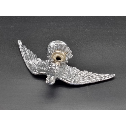 18 - A vintage chrome Eagle car mascot, the base inscribed 'Desmo', wingspan 18.5cm.