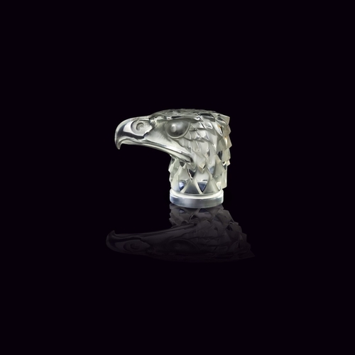3 - A Rene Lalique 'Tete D'Aigle' frosted glass car mascot, designed 1928, moulded mark, 11cm high.... 