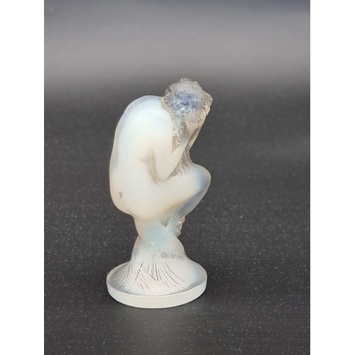 4 - A Rene Lalique 'Sirene' opalescent glass car mascot, moulded mark, 10cm high.