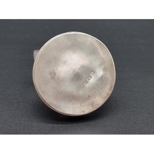 6 - A Rene Lalique 'Grenouille' clear glass car mascot, the base enclosed within a silver mount, 6cm hig... 