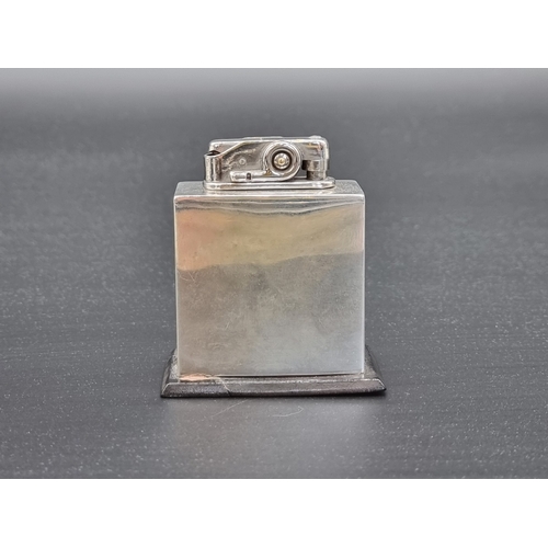 9 - A rare 'Swallow Sidecars' silver table lighter, Birmingham 1937, decorated with winged 'SS' logo and... 