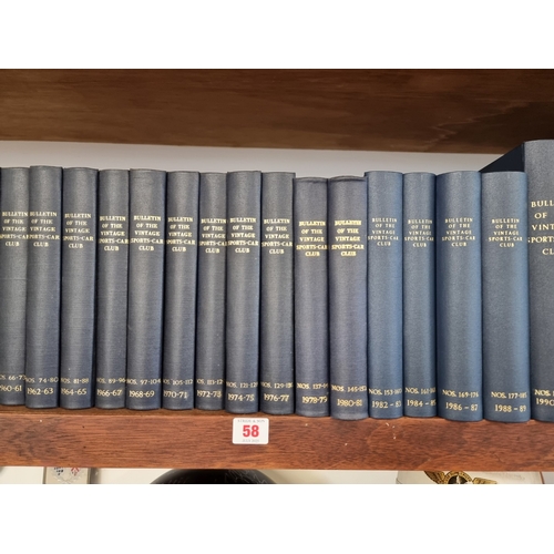 58 - VSCC Bulletin: thirty four volumes, 1946-2013, in blue cloth bindings; together with 2014-2019 unbou... 