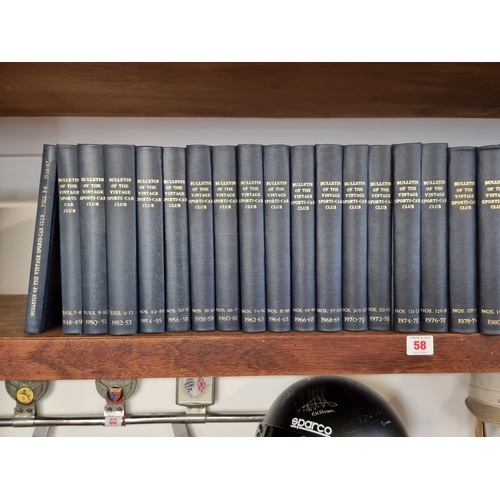 58 - VSCC Bulletin: thirty four volumes, 1946-2013, in blue cloth bindings; together with 2014-2019 unbou... 
