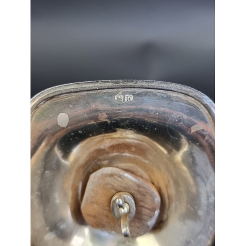 204 - A George III silver teapot, having ivory handle and knob, by W F, London 1815, height to handle 16cm... 