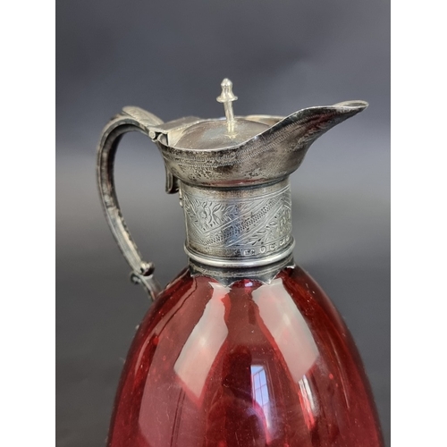 207 - A Victorian silver mounted claret jug, by I.C, Birmingham 1868, 21.5cm high.