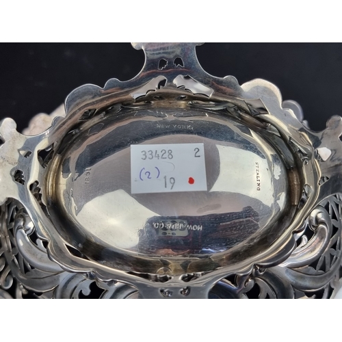 212 - A pair of American white metal bonbon dishes, stamped 'Sterling', by Howard & Co. New York, 195c... 