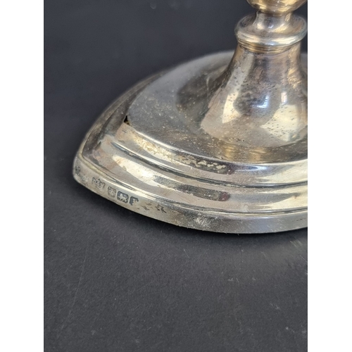 224 - A pair of silver candlesticks, by&nbsp;D & M Davis, Sheffield 1917, 20cm high.