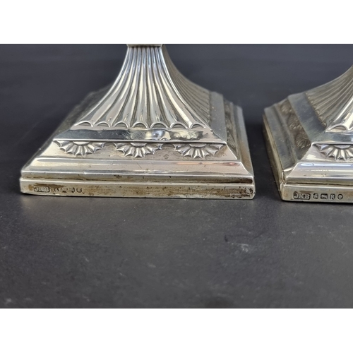 225 - A pair of Victorian silver candlesticks, by&nbsp;Hawksworth, Eyre & Co Ltd, Sheffield 1884, 13cm... 