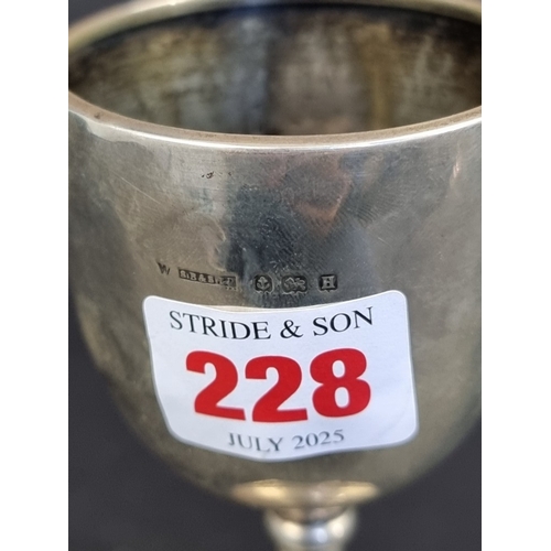 228 - A silver trophy cup, by&nbsp;S&nbsp;Blanckensee & Son Ltd, Birmingham 1932, 15cm high, weighted.... 