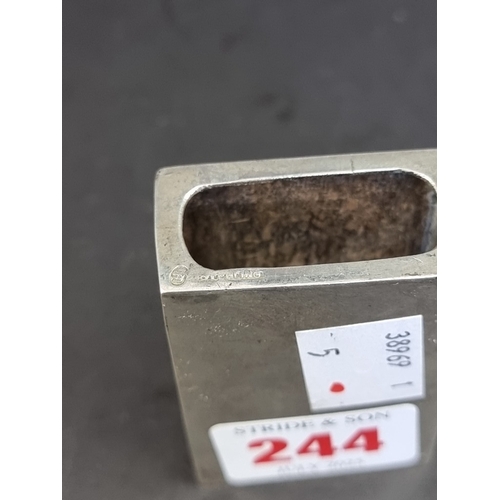 244 - A Chinese export white metal matchbox case, stamped 'Sterling', 6cm wide.