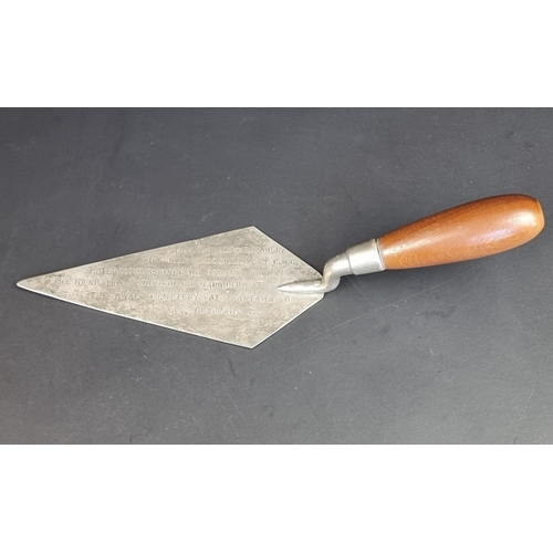 252 - A commemorative trowel having metal blade, inscribed ‘This Trowel Was Used By Chief Commissioner of ... 