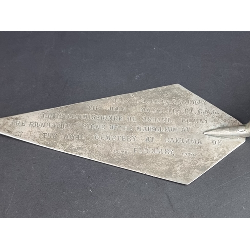 252 - A commemorative trowel having metal blade, inscribed ‘This Trowel Was Used By Chief Commissioner of ... 