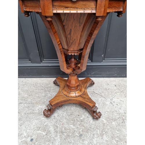 1017 - A good early Victorian rosewood octagonal work table, 45cm wide.