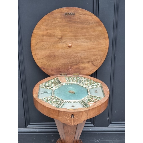 1022 - A Victorian walnut and inlaid chequerboard work table, 45.5cm wide; together with a William IV rosew... 
