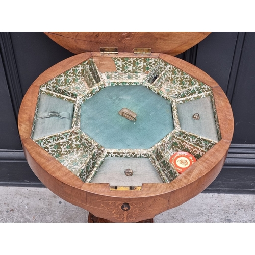 1022 - A Victorian walnut and inlaid chequerboard work table, 45.5cm wide; together with a William IV rosew... 