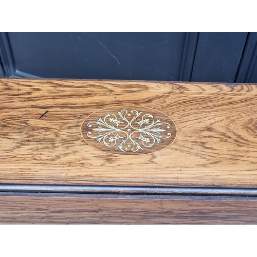 1025 - A late 19th century rosewood and ivorine inlaid Sutherland table, 76cm wide.