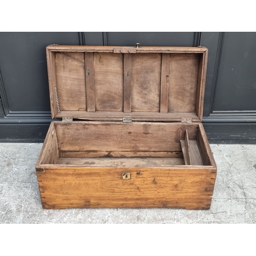 1028 - An antique camphor wood coffer, 36cm high x 79.5cm wide x 38cm deep.