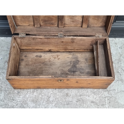 1028 - An antique camphor wood coffer, 36cm high x 79.5cm wide x 38cm deep.