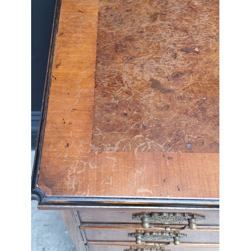 1029 - A small reproduction burr oak chest of drawers, with brushing slide, 66cm wide.