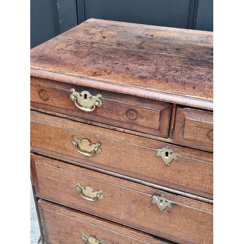 1031 - An 18th century oak chest of drawers, 101cm wide.