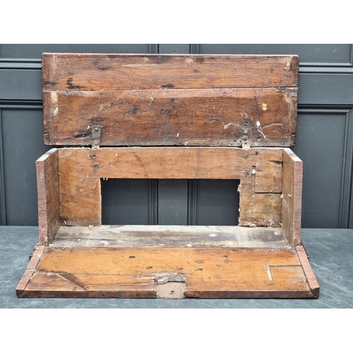 1034 - A small 17th century and later carved cedar and pine coffer, 77.5cm wide, (extensive alterations).... 
