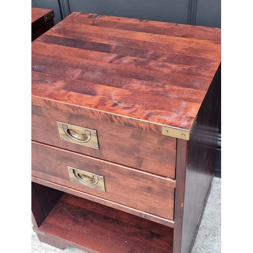 1041 - A pair of reproduction hardwood bedside chests, 50.5cm wide.