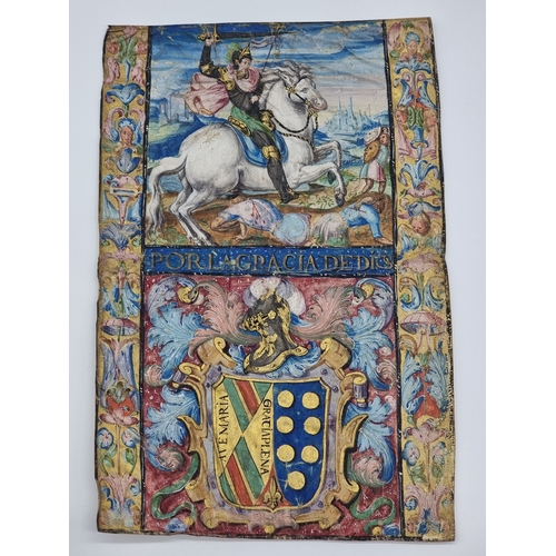 1 - ILLUMINATED MANUSCRIPT ON VELLUM: Philip II of Spain (& Mary Tudor): a single vellum leaf, appro... 