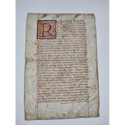 1 - ILLUMINATED MANUSCRIPT ON VELLUM: Philip II of Spain (& Mary Tudor): a single vellum leaf, appro... 