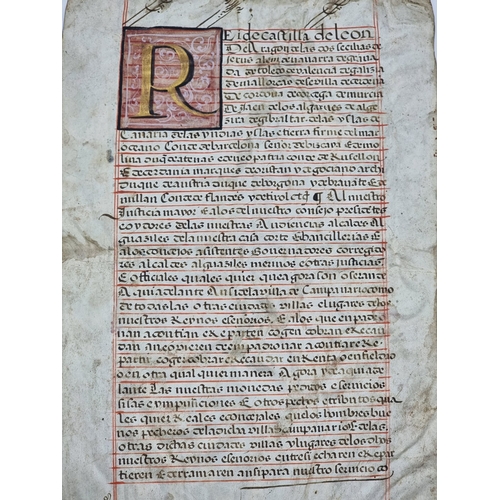 1 - ILLUMINATED MANUSCRIPT ON VELLUM: Philip II of Spain (& Mary Tudor): a single vellum leaf, appro... 