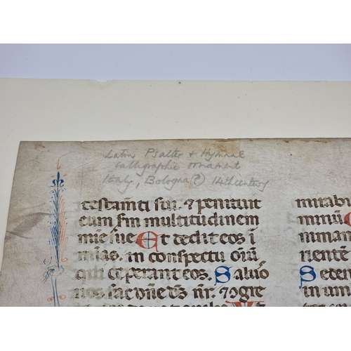 25 - BOLOGNESE SCRIBE:&nbsp;single leaf on vellum from a liturgical psalter, Bologna, early 14th century:... 