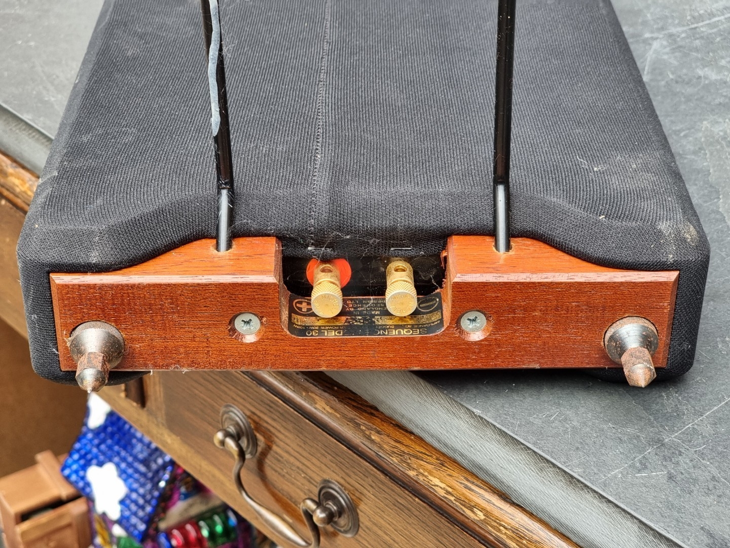 Hi-Fi: a pair of vintage Sequence 'Model 30' flat panel passive speakers.