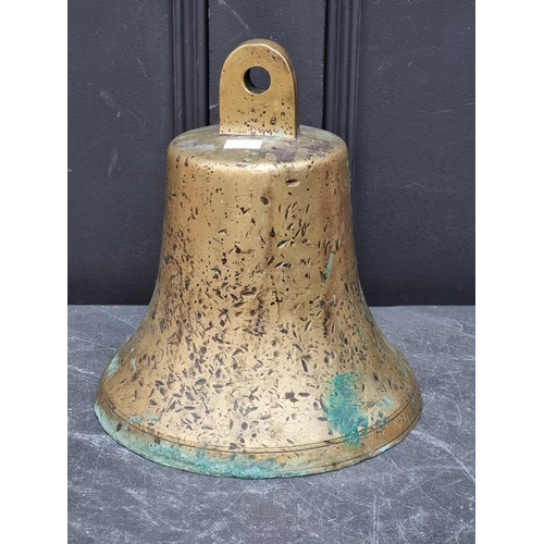 1218 - A bronze ship's bell, inscribed 'Marco Foscarini, Anno 1940 - XVIII E.F.', 25cm high x 23.5cm diamet... 