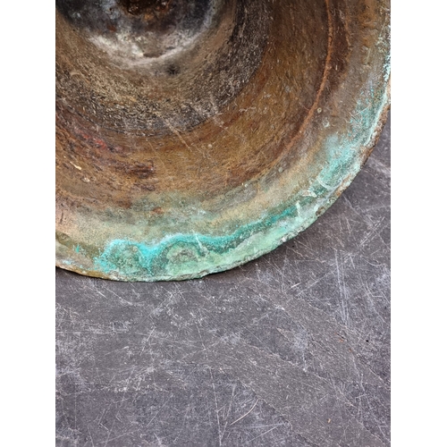 1218 - A bronze ship's bell, inscribed 'Marco Foscarini, Anno 1940 - XVIII E.F.', 25cm high x 23.5cm diamet... 