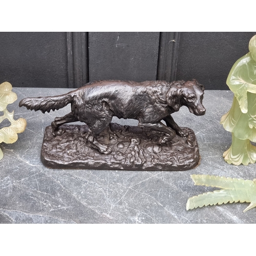 1219 - A mixed lot, to include: a cast iron hound, 21cm long; a Japanese carved wood figure, 10cm high; Chi... 