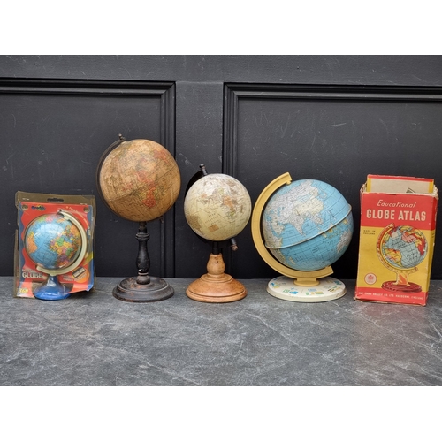 1222 - Five small table globes, to include a Geographia 6in example, 31cm high.