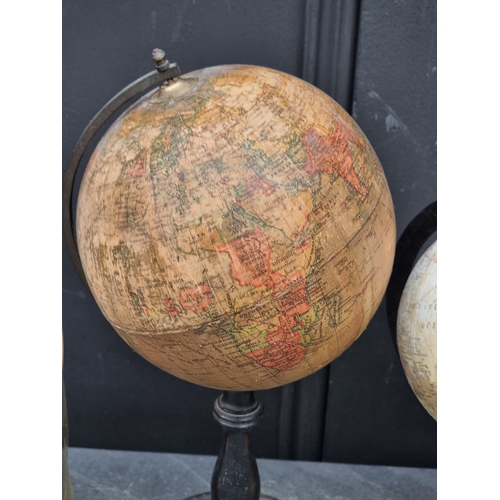 1222 - Five small table globes, to include a Geographia 6in example, 31cm high.