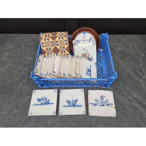 1225 - A collection of 17th/18th century Dutch Delft tiles; together with a few others, (s.d.). (21)... 
