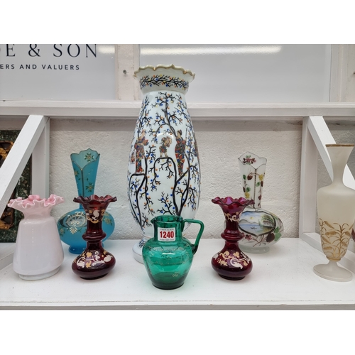 1240 - A collection of Continental glass vases and similar, largest 40cm high. (8)
