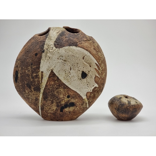 1254 - Studio Pottery:&nbsp;a Robert Fournier vase, 23.5cm high; together with another similar small pebble... 
