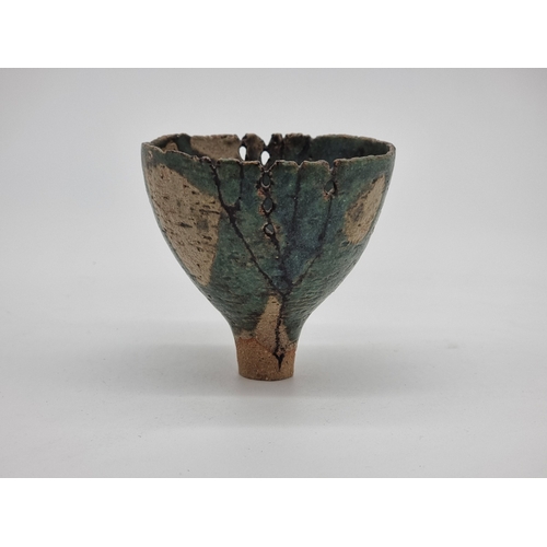 1257 - Studio Pottery:&nbsp;a Sheila Fournier pedestal bowl, 9.5cm high.