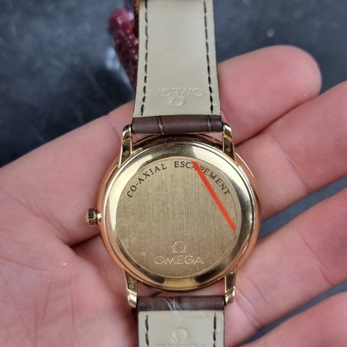 308 - An Omega 'De Ville Prestige' 18ct gold automatic wristwatch, 36.5mm, Ref. 1681057, Cal. 2500, on ori... 
