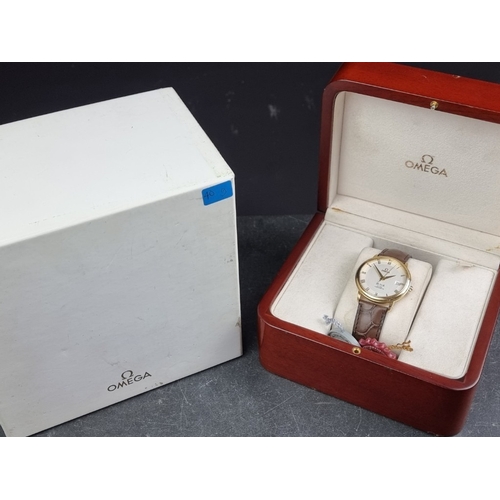308 - An Omega 'De Ville Prestige' 18ct gold automatic wristwatch, 36.5mm, Ref. 1681057, Cal. 2500, on ori... 