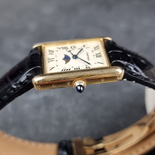 309 - A circa 1990 Cartier 'Tank Louis Moonphase Calendar' 18ct gold quartz wristwatch, 23.5mm x 30mm, Ref... 