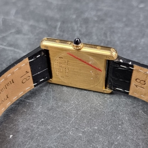 309 - A circa 1990 Cartier 'Tank Louis Moonphase Calendar' 18ct gold quartz wristwatch, 23.5mm x 30mm, Ref... 