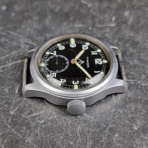 320 - A circa 1945 military issue Timor 'Dirty Dozen' stainless steel manual wind wristwatch, 36.5mm, Cal.... 